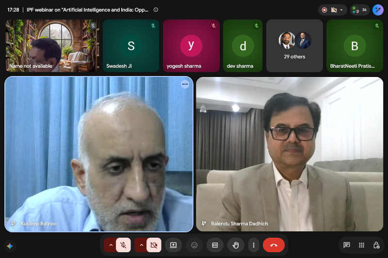 IPF Webinar on “Artificial Intelligence: Challenges and Opportunities for India”